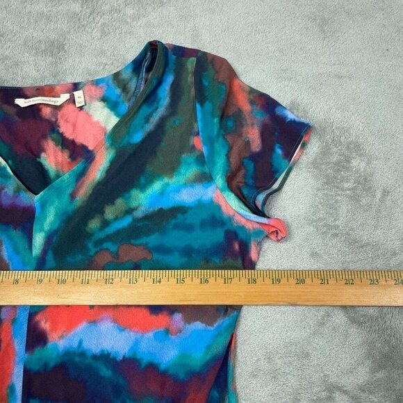Soft Surroundings Womens PL Tie-Dye Dress V-Neck Short Sleeve Rayon 6712 - Picture 3 of 7